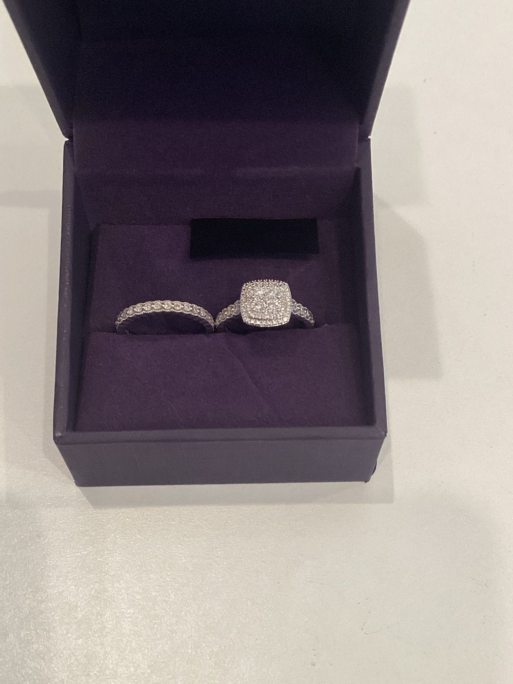 Zales Sterling Silver 925 Square Halo Diamond Ring Set - Size 5